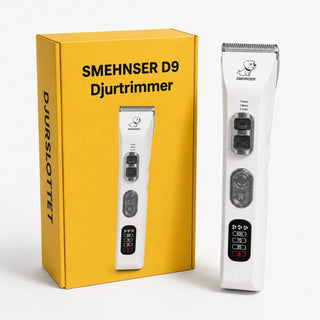 SMEHNSER D9 Pet Clipper with yellow packaging and white clipper from Petifo
