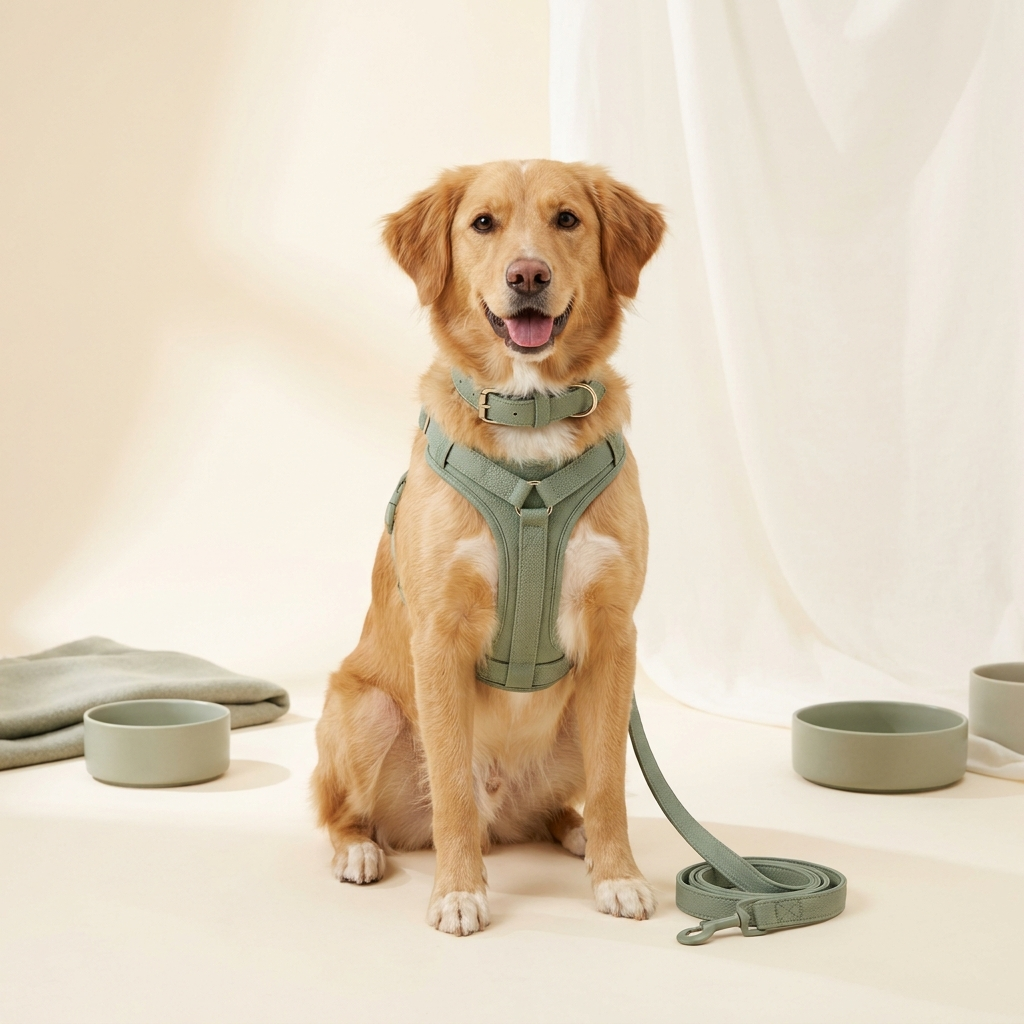 Dog wearing a premium harness, collar and lead – Petifo Collars, Leads & Harnesses
