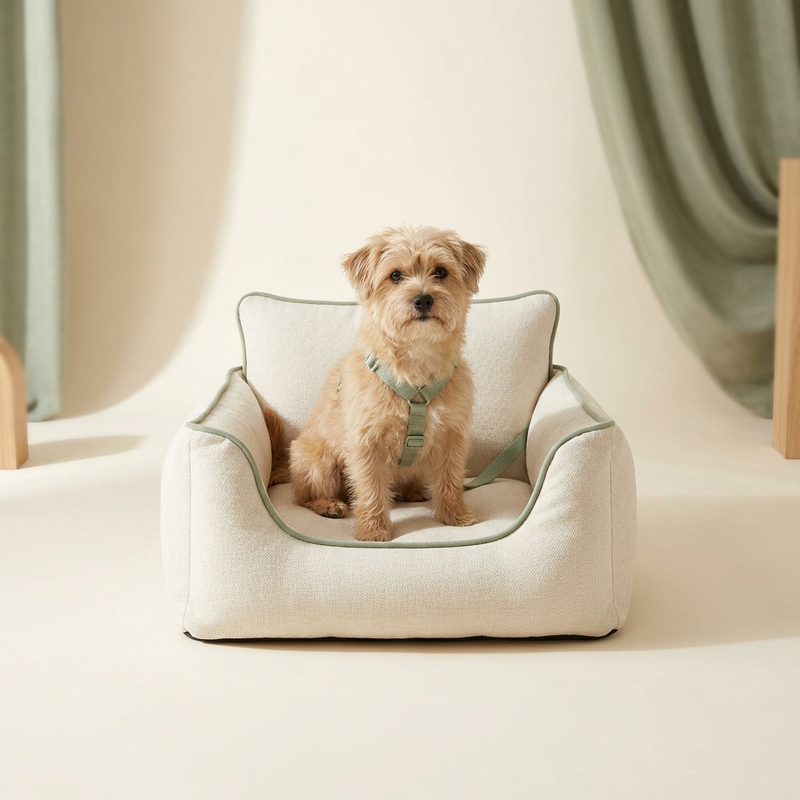 Small dog in a cosy elevated dog car seat – Petifo Dog Car Seats & Travel