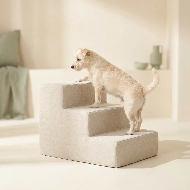 Small dog climbing soft cushioned pet steps – Petifo Dog Steps & Ramps