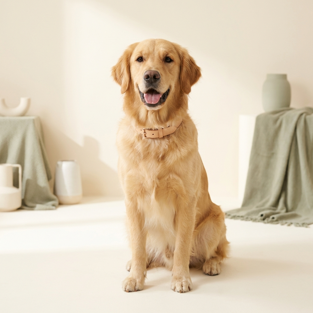 Happy dog sitting in a bright studio – Petifo For Dogs