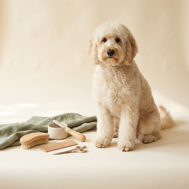 Well-groomed dog beside modern grooming tools – Petifo Grooming & Care