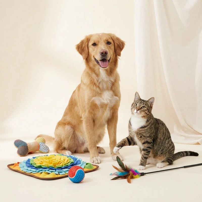 Happy dog and cat playing with pet toys and enrichment – Petifo Toys & Enrichment