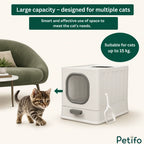 A large-capacity cat litter box suitable for cats weighing up to 15 kg, designed to maximize living space.