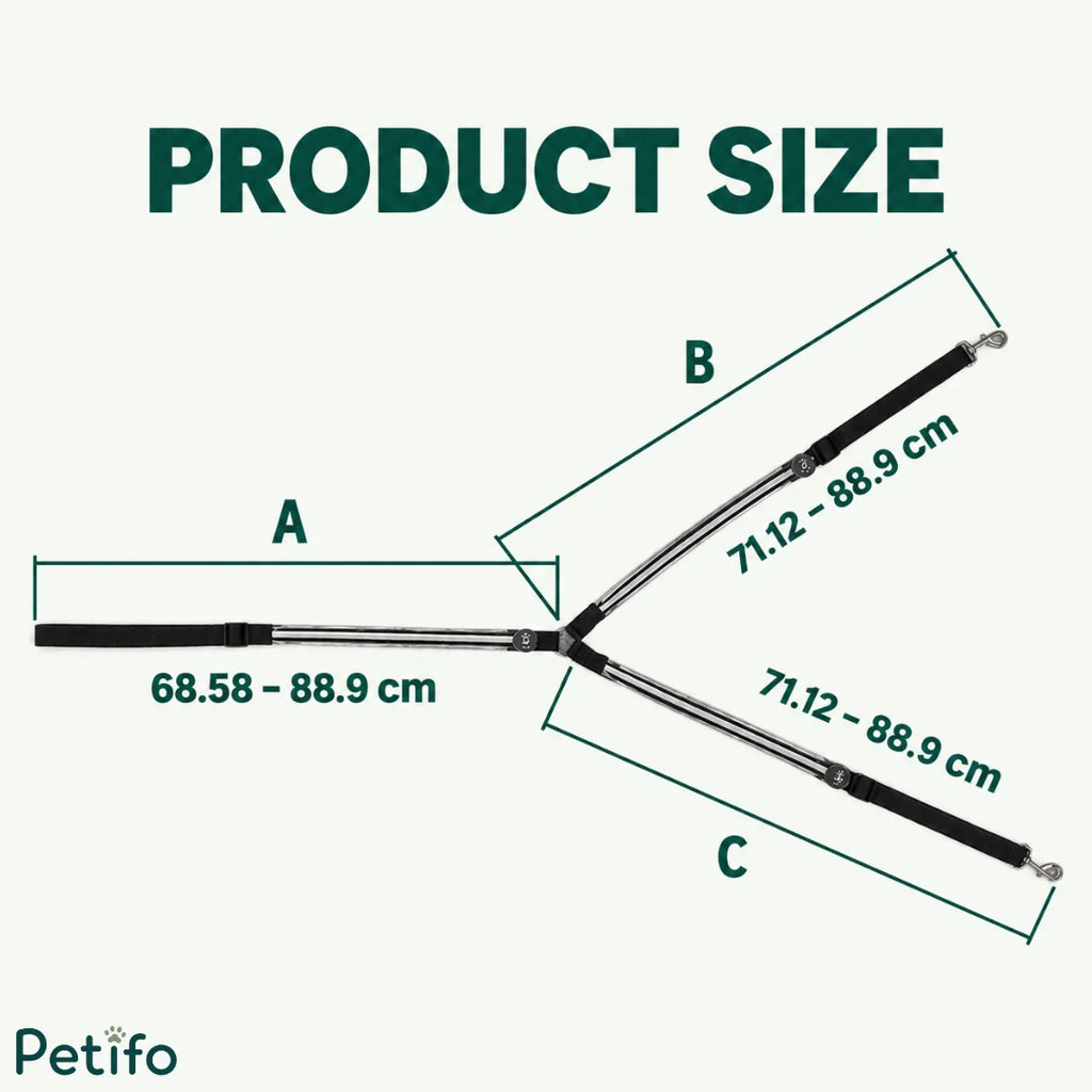 Product size chart showing measurements A, B, and C for an adjustable horse LED breastplate.
