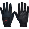 Black equestrian riding gloves showcasing the front and textured palm design.