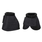 Pair of black neoprene bell boots for horse hoof protection
