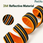 Close-up of the bright orange Petifo dog leash showing high-visibility 3M reflective stitching.