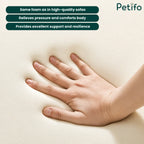 Close-up of a hand pressing into high-quality, pressure-relieving foam designed to provide excellent support and comfort for pets.