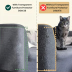 Comparison showing furniture condition with and without the protector.
