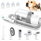 Complete set of Petifo pet grooming tools including the main vacuum unit, hose, clippers, brushes, and four different clipper guide combs.