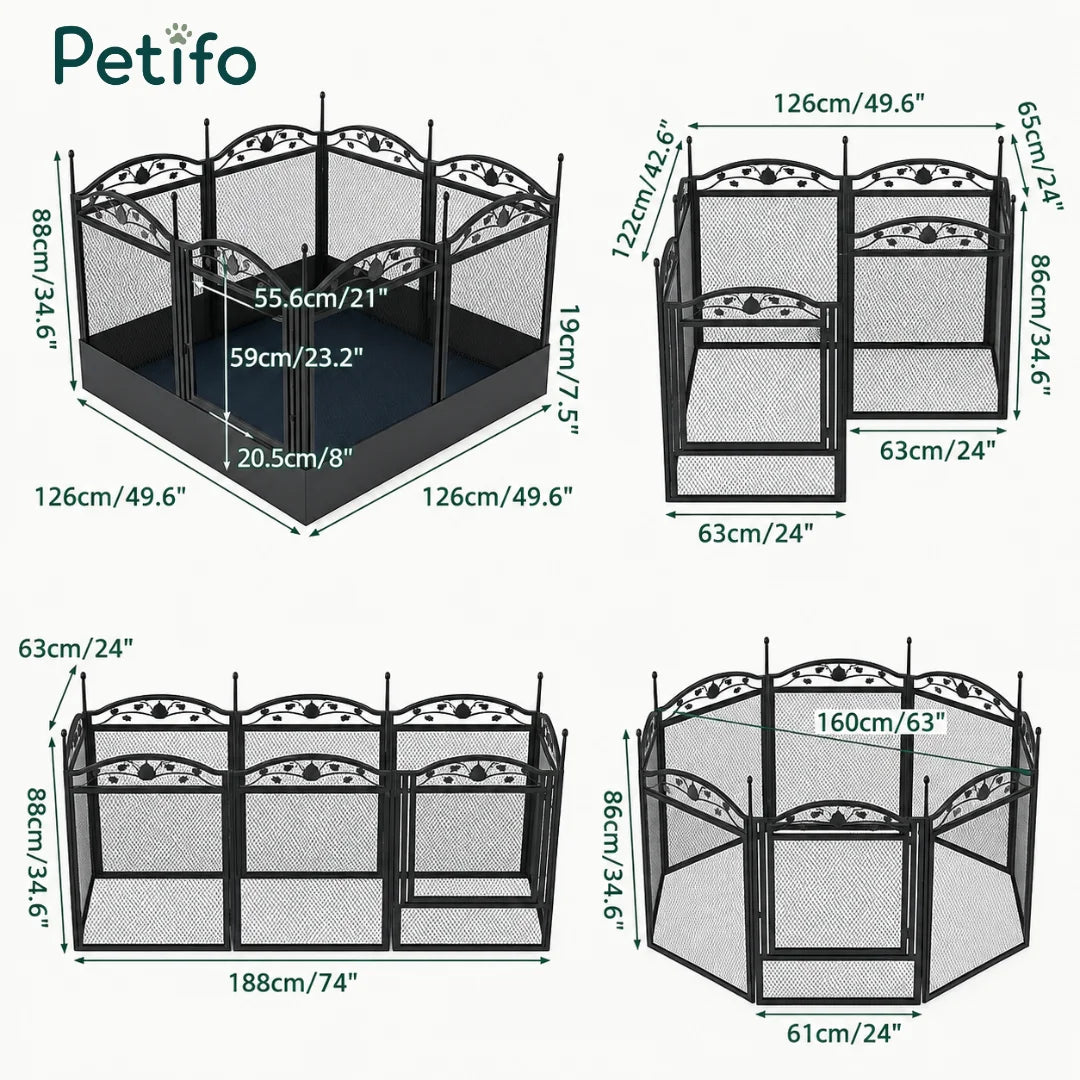 Comprehensive dimension and configuration guide for the Petifo dog playpen