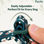 Demonstrating the easily adjustable design of the Petifo floral dog collar for a perfect, secure fit for every dog.
