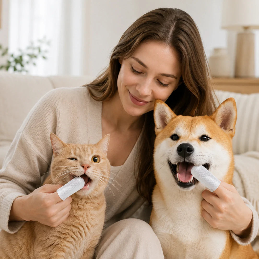 TailCare dental cleaner for dogs and cats with 50 dental wipes - Petifo
