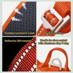 Detailed features of Truelove dog harness including sandwich mesh, reflective material, and aluminum hardware.