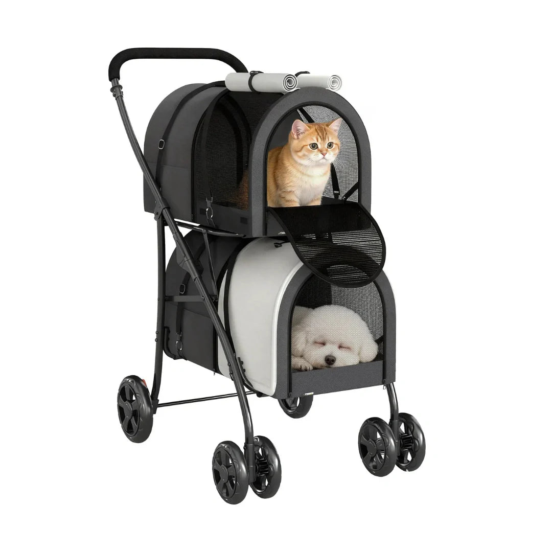 Detixy Double Pet Stroller dog stroller and cat stroller for two pets product image - Petifo