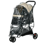 Detixy Pet Stroller with Rain Cover beige product image - Petifo