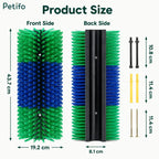 Product dimension diagram detailing the height, width, and mounting hardware specifications of the stable scratch brush.