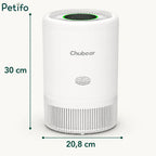 Dimensions and compact size guide for the Chuboor air purifier.