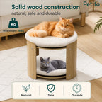 A durable solid wood two-tier cat tower with a 20 kg weight capacity and natural, safe materials.