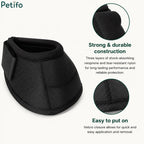 Durable black horse bell boot highlighting its three-layer construction and Velcro closure