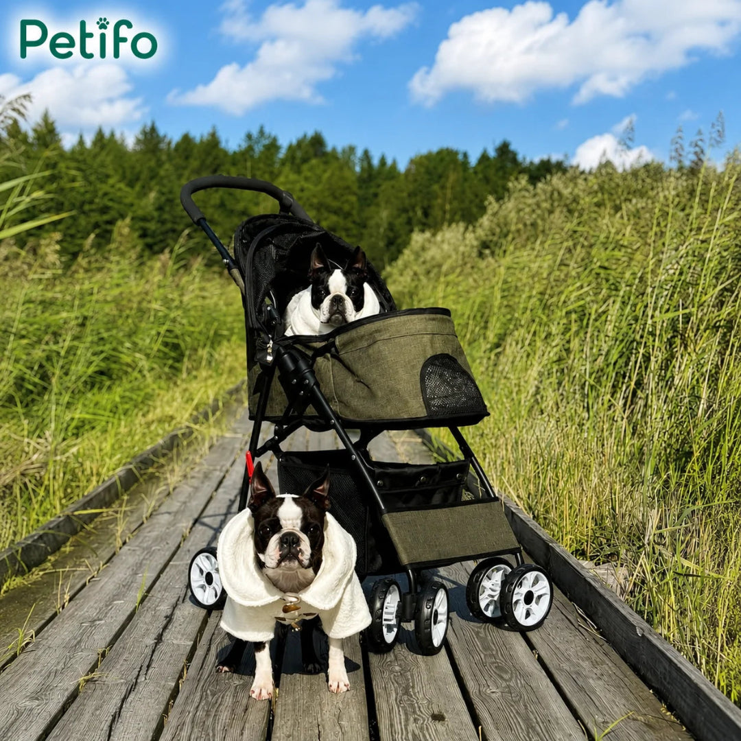 Durable green Petifo do travel stroller designed for easy transport and outdoor adventures.