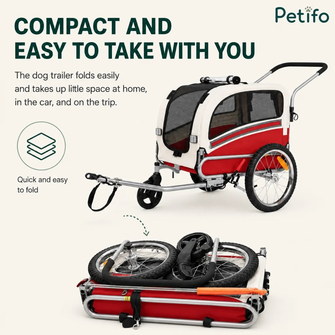 Easy fold-down demonstration of Petifo compact dog trailer.