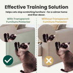 Shows the effectiveness of the protector in preventing cat scratching.