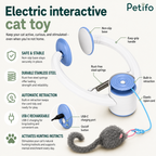  Detailed feature breakdown of the electric interactive cat toy including USB-C charging, rust-free springs, and non-slip base.