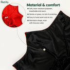 Material and comfort features of the Petifo cat vampire costume highlighting soft polyester, hand-washability, and shape retention.