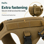 This dog harness features practical extra attachment points that allow you to easily secure small accessories for a convenient
