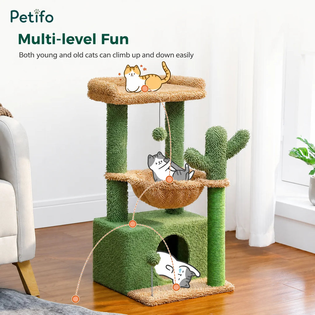 This Petifo cat tree features a multi-level design, making it easy for both young and senior cats to climb.