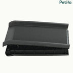 Foldable pet car ramp showing the secure locking mechanism and durable construction.
