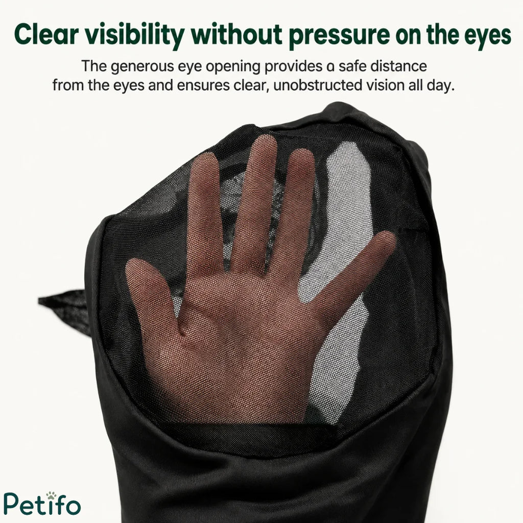 Close-up view demonstrating generous eye mesh spacing for unobstructed horse vision