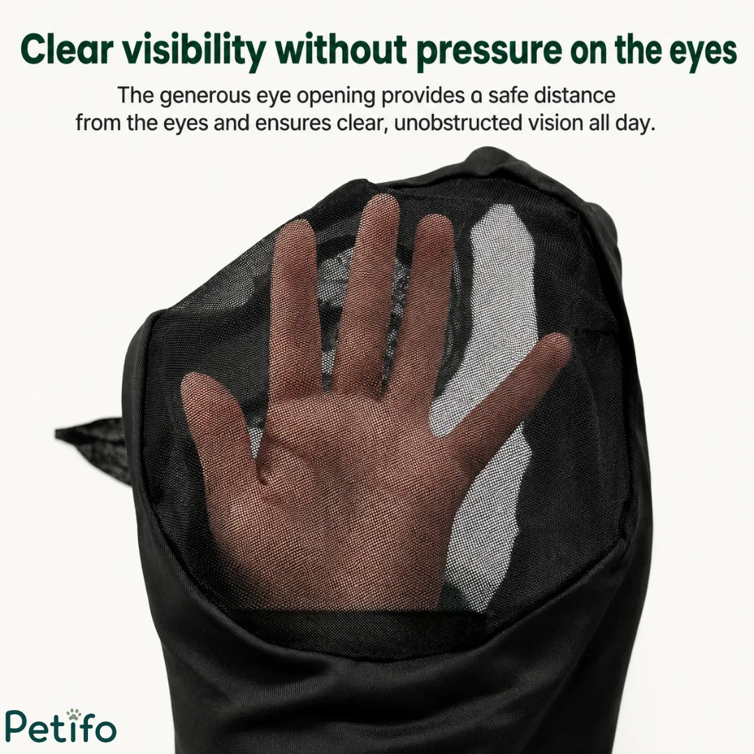 Close-up view demonstrating generous eye mesh spacing for unobstructed horse vision