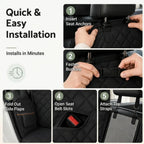 Step-by-step guide for quick and easy installation of the car dog seat cover using anchors and buckles.