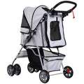 Rear view of the Petifo pet stroller highlighting the handle, accessory tray, and mesh rear window.