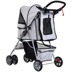 Rear view of the Petifo pet stroller highlighting the handle, accessory tray, and mesh rear window.