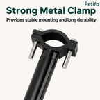Close-up of the strong metal clamp and screws on the Petifo bicycle dog leash mounting rod.