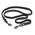 Black Reflexfit multifunctional dog leash with dual black zinc alloy snap hooks and reflective stitching.