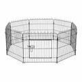 PawHut foldable puppy playpen in black metal _Petifo