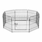 PawHut foldable puppy playpen in black metal _Petifo