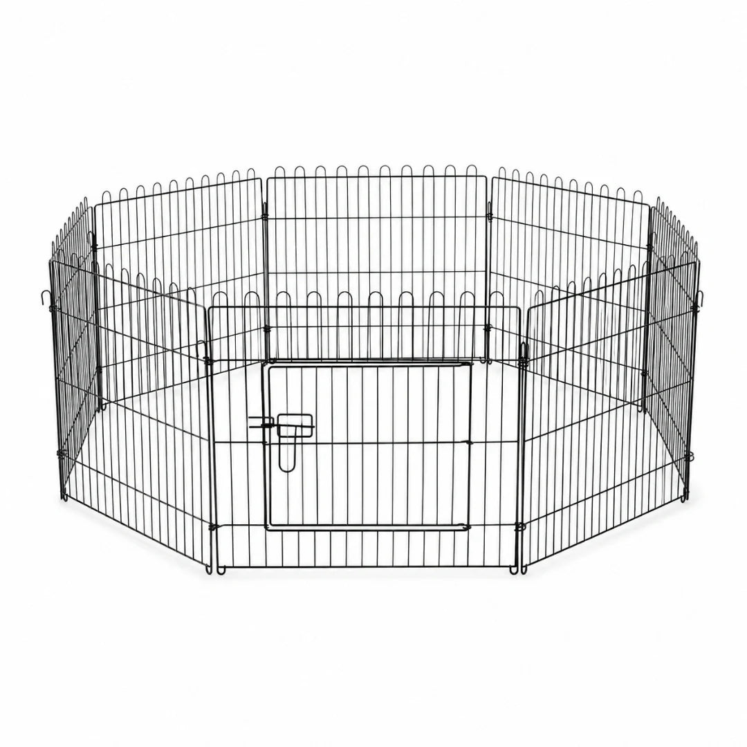 PawHut foldable puppy playpen in black metal _Petifo