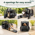 Petifo pet backpack demonstrating its 4 convenient openings for easy access and pet entry.
