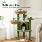 This Petifo cat tree features a four-floor platform design that supports a cat's natural climbing instincts.
