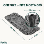 Product dimensions and size details of the grey microfiber dog towel.