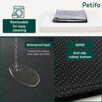 Product features graphic showcasing a removable, washable cover, waterproof fabric layer, and a non-slip 600D rubber bottom for stability.