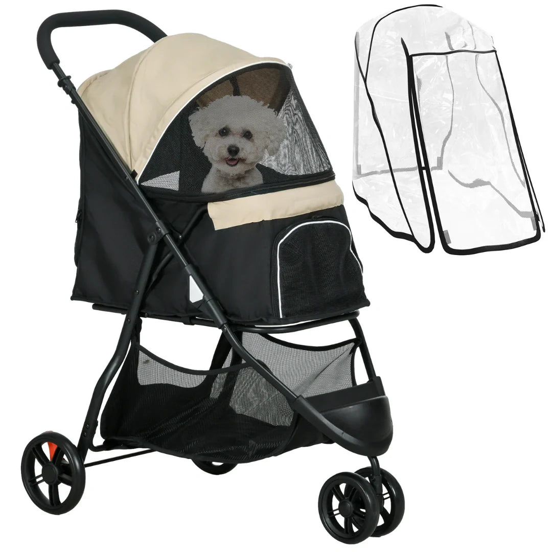 Detixy Pet Stroller with Rain Cover rain cover fitted weather protection - Petifo