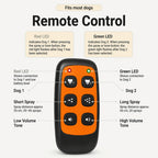 Remote control features and LED indicators for two dogs.