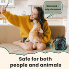 Anti-barking ultrasonic device that uses no shock, making it safe for both people and animals